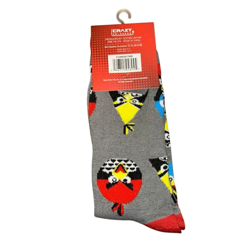 3x Angry Birds Novelty Fun Crew Socks Size 6-13